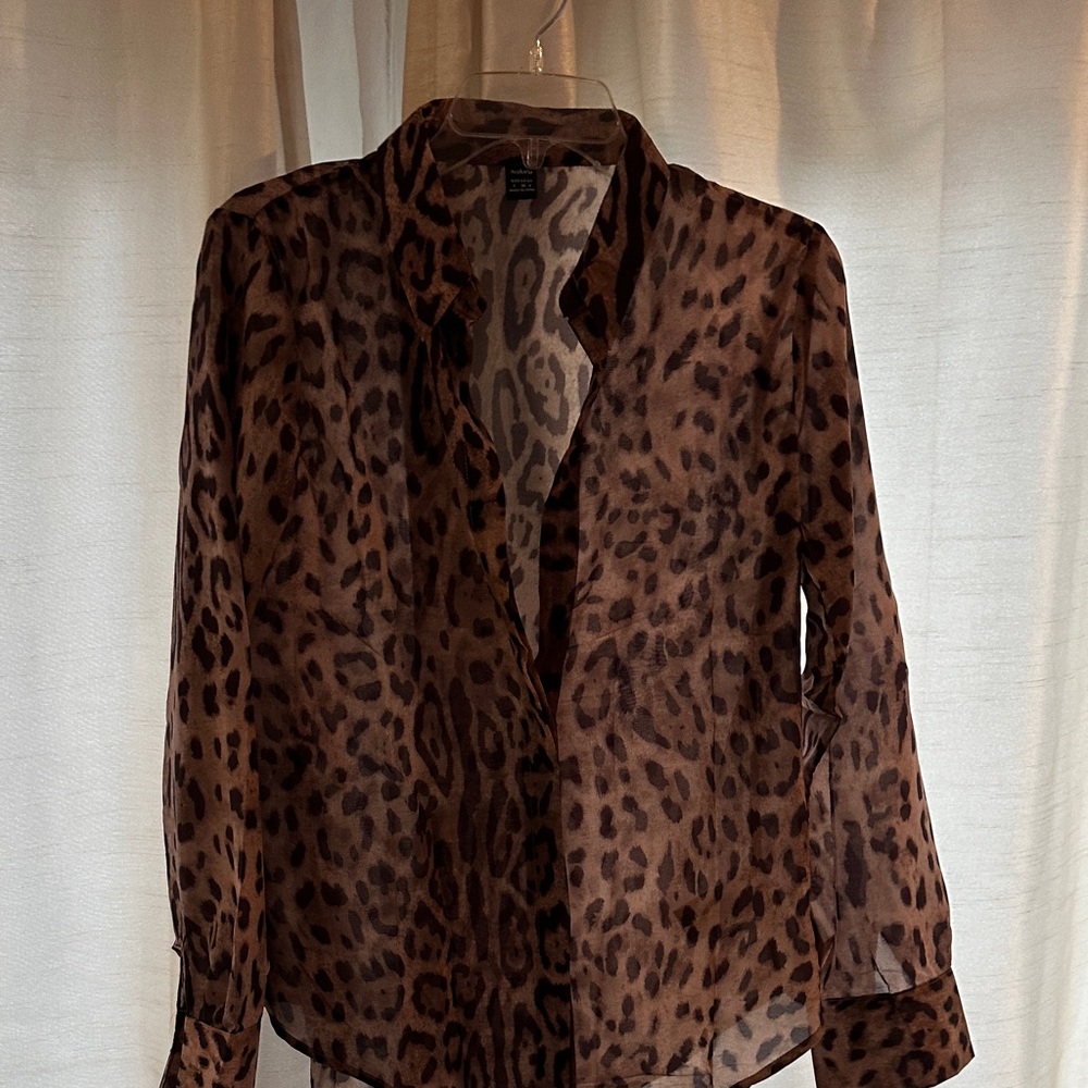 Leopard Print Sheer Blouse size 4